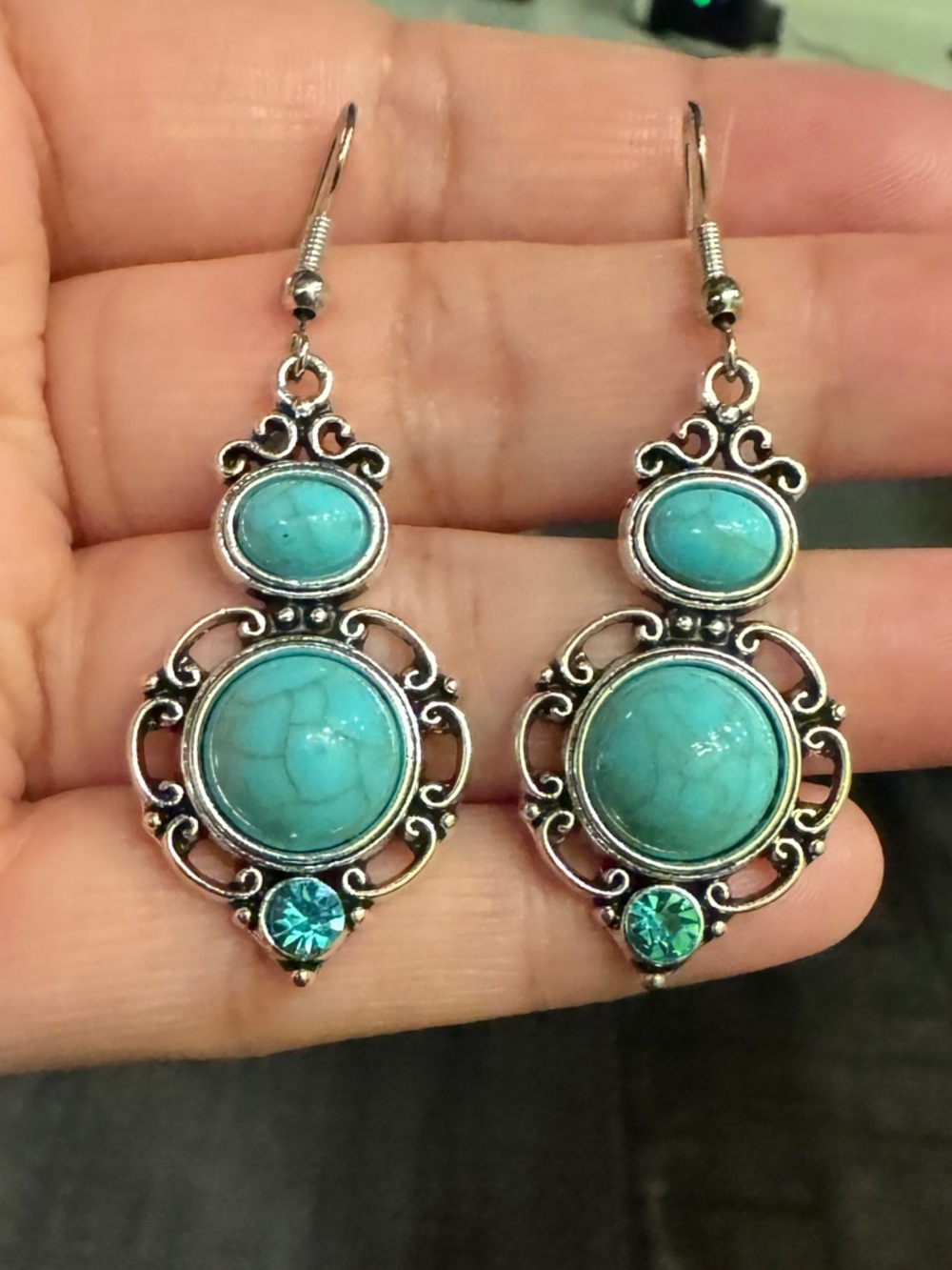 Turquoise colour Drop Earrings - Women Jewelry